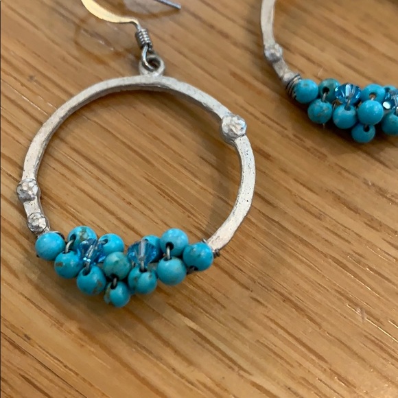 Custom Earrings ~Silver Tone~ Turquoise Aqua Beads - Picture 3 of 9